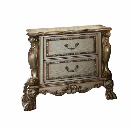 GFANCY FIXTURES 20 x 32 x 31 in. Gold Patina Bone Wood Poly Resin Nightstand GF3699011